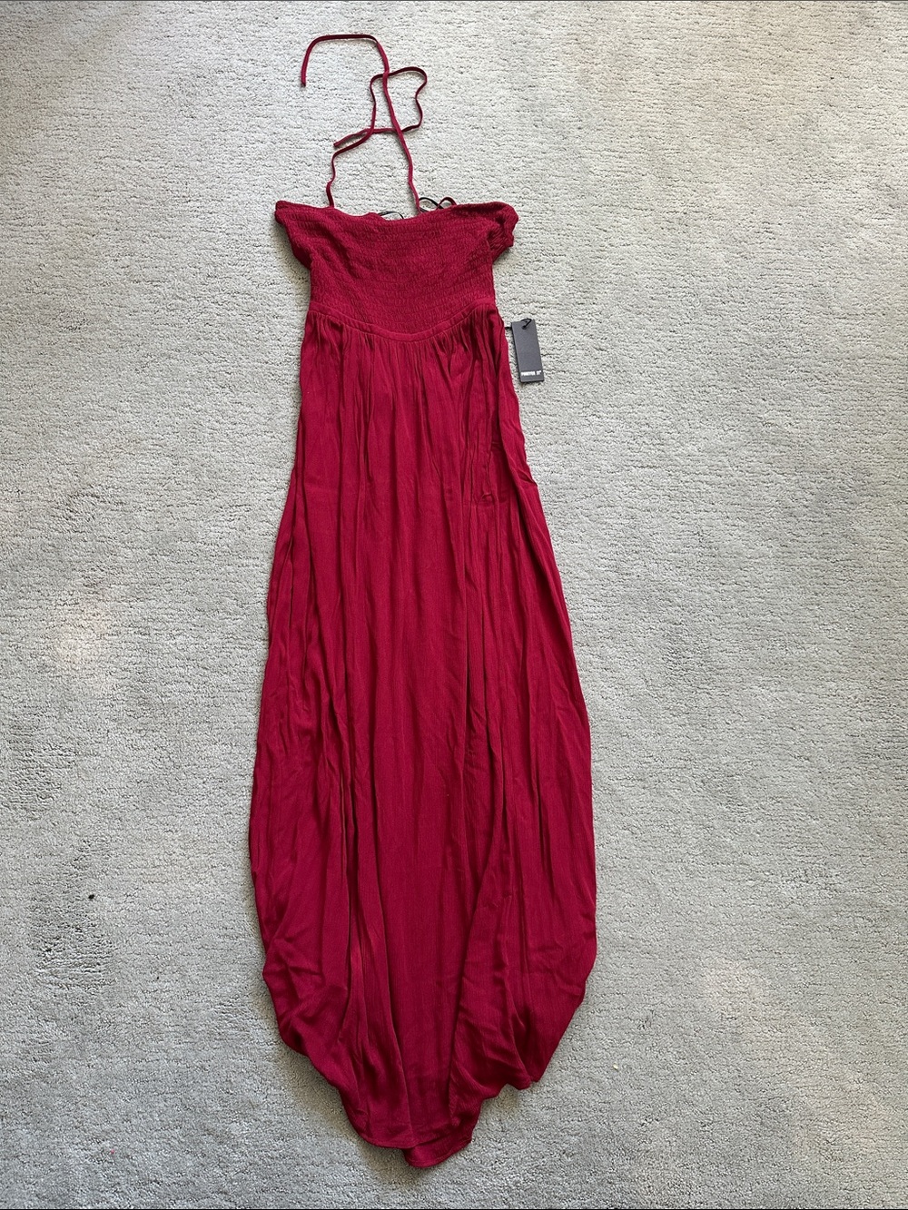 Forever 21 Red Strapless Maxi Dress with Halter Tie